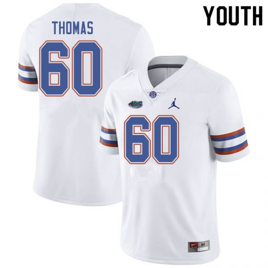 Youth Florida Gators #60 Da'Quan Thomas NCAA Jordan Brand White Authentic Stitched College Football Jersey GQL6562OV